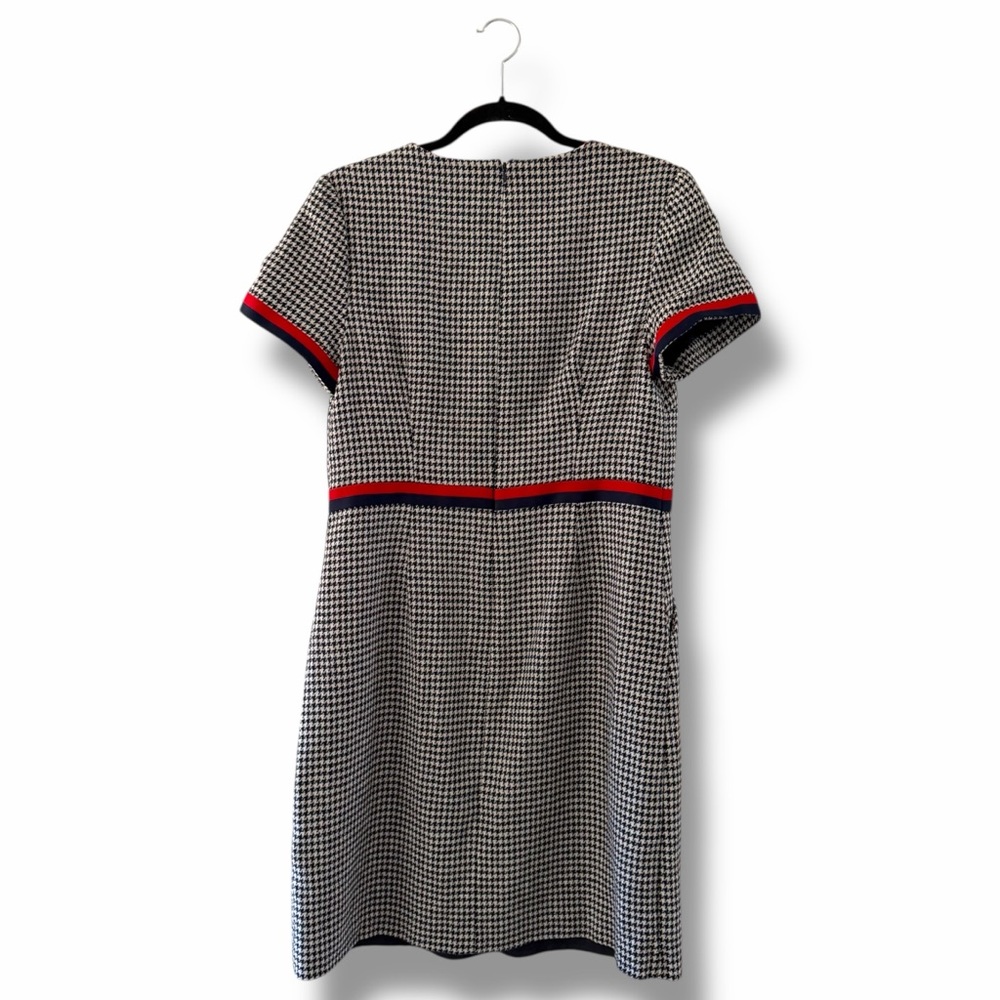 Boden Black & White Houndstooth Shift Dress with Red Trim - Picture 10 of 14